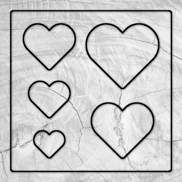 Heart Inlay Acrylic Router Template - 5 Heart Sizes