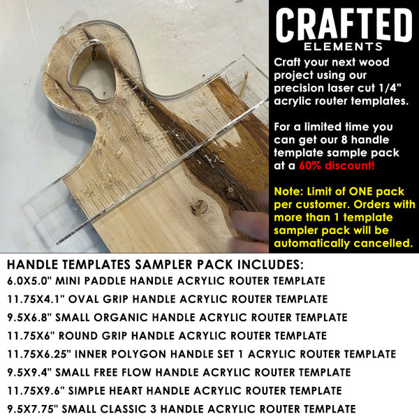Router Templates 8 Pack - Serving Board Handles Acrylic Templates