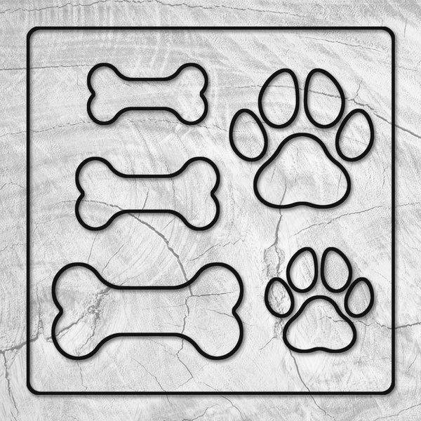Dog Bone & Paw Inlay Acrylic Router Template - 5 Designs