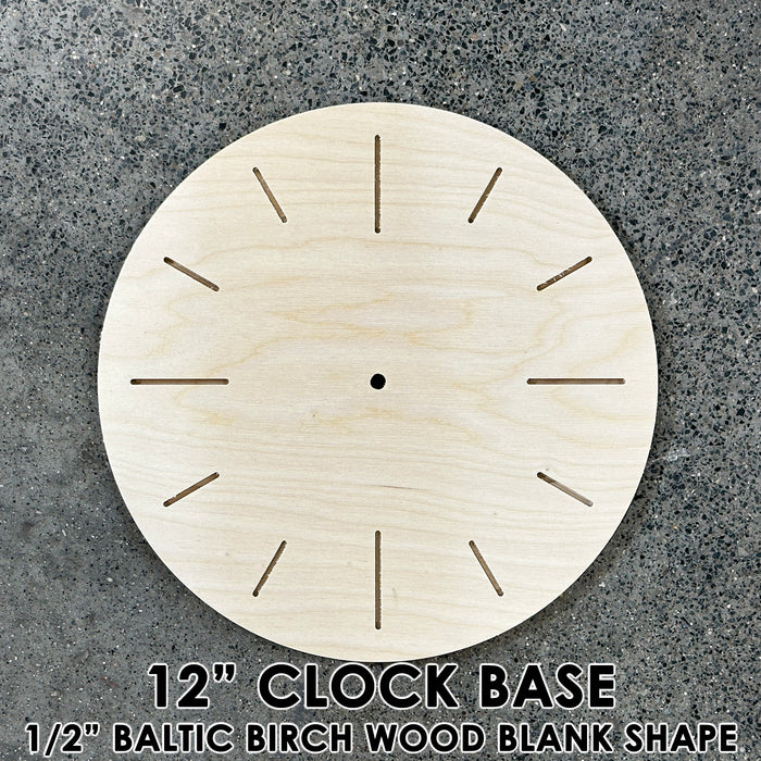 12" Round Clock Style 2 Wood Shape Blank - 1/2" Thick