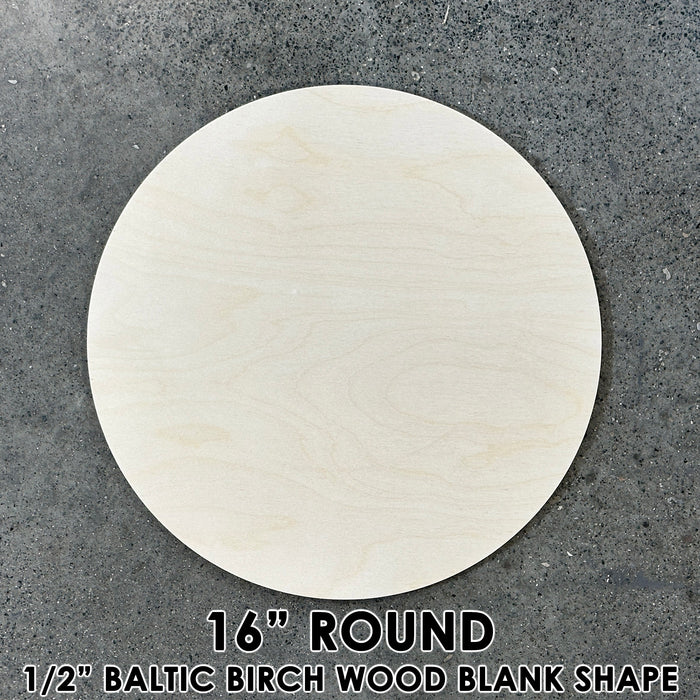 16" Round Circle Wood Shape Blank - 1/2" Thick