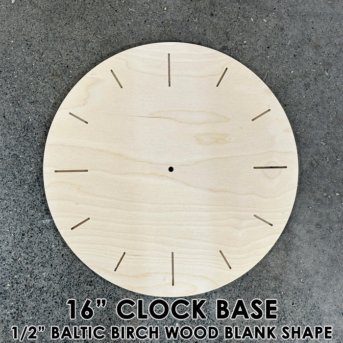 16" Round Clock Style 2 Wood Shape Blank - 1/2" Thick