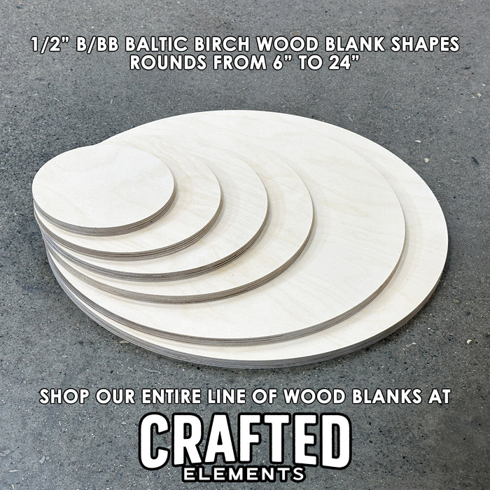 12" Round Circle Wood Shape Blank - 1/2" Thick