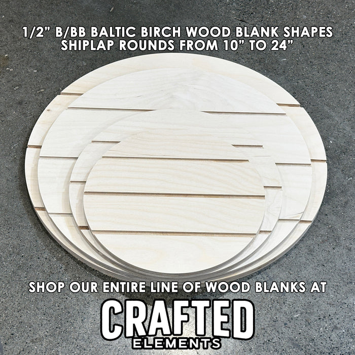 12" Shiplap Round Circle Wood Shape Blank - 1/2" Thick