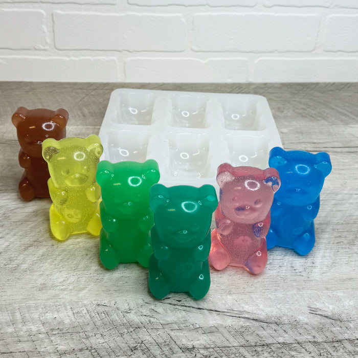 6-Pack Silicone Gummy Bear Mould – DIY Chocolate Candy Mold, Jelly Ice Cube Tray – Multicoloured