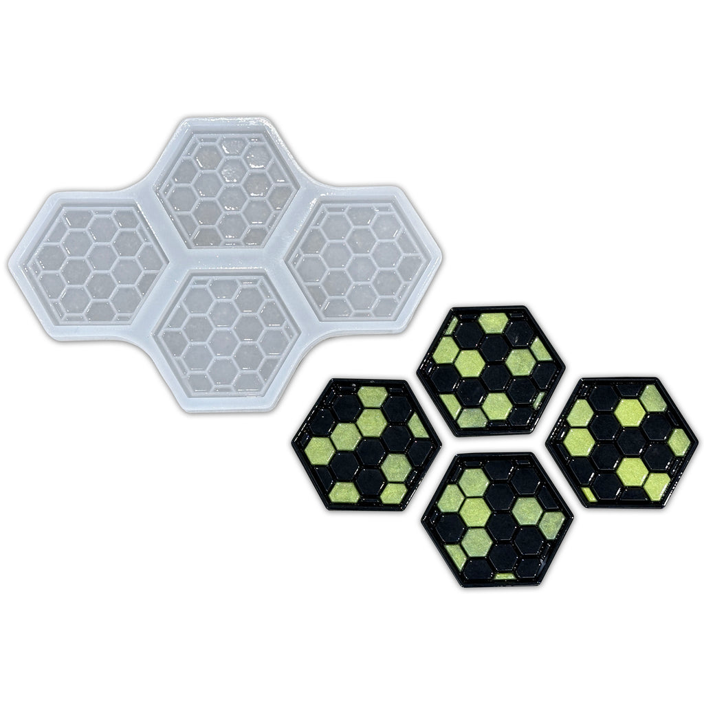 4.6x4.0x0.5 Honeycomb Hexagon Textured 4 Coaster Silicone Mold – Crafted  Elements