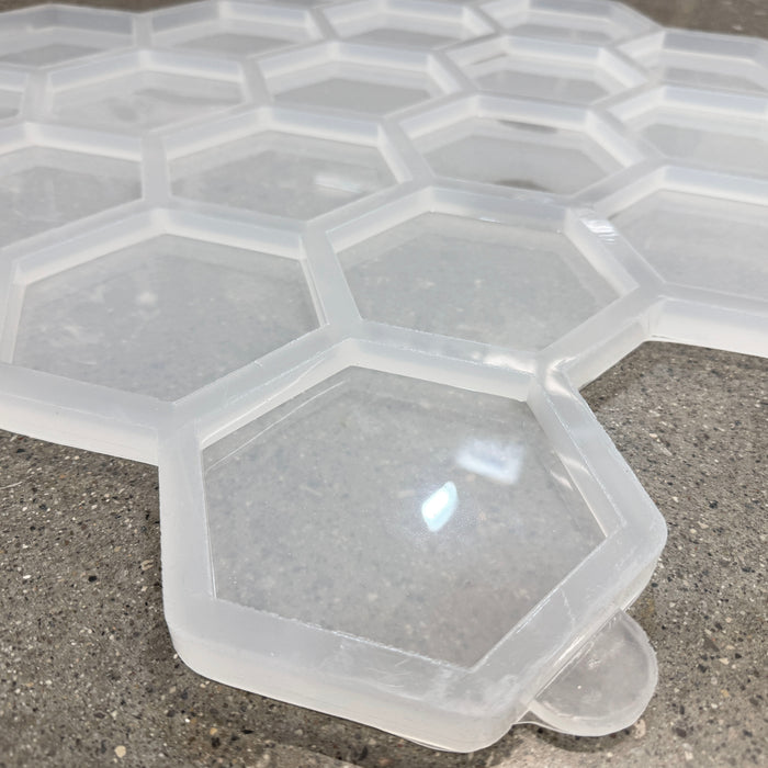 5.2x4.5x0.5" Hexagon MEGA 20 Coaster Silicone Mold For Epoxy Resin