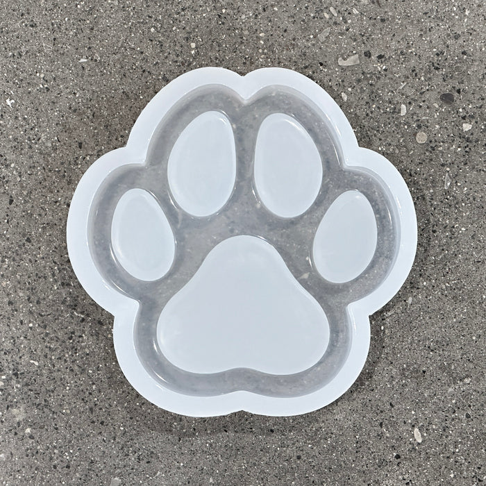 8.0x8.0x1.1" Dog Paw Tray / Bowl Silicone Mold + Insert Template