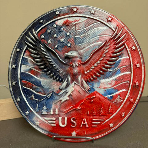 9.75x1" Rustic USA American Eagle Plaque Silicone Mold
