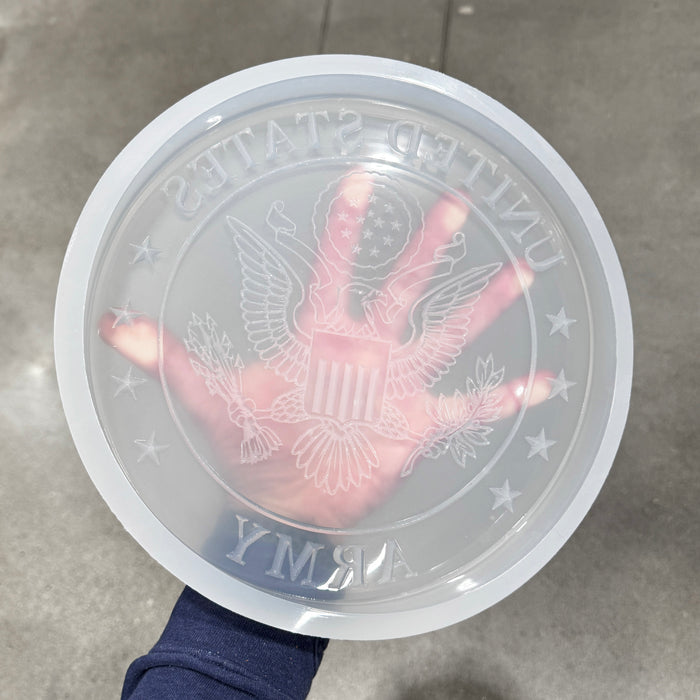 9.75x1" Round Army Plaque 2 Silicone Mold