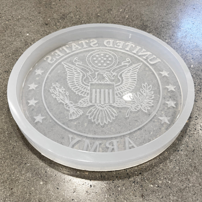 9.75x1" Round Army Plaque 2 Silicone Mold
