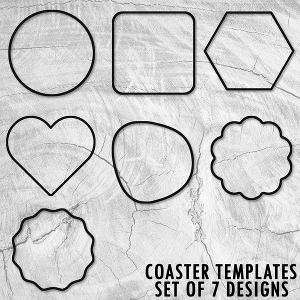 Coaster Acrylic Router Templates Set - 7 Shapes