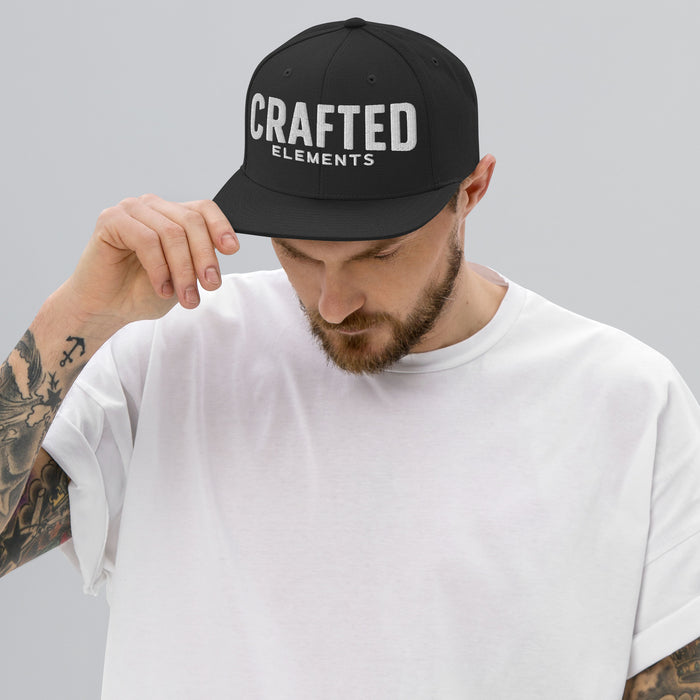 Crafted Elements White Logo Snapback Hat