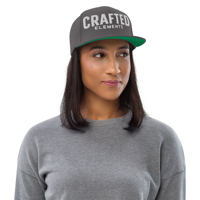 Crafted Elements White Logo Snapback Hat