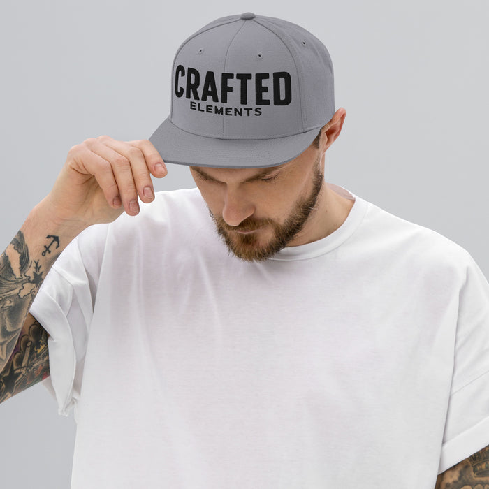 Crafted Elements Black Logo Snapback Hat