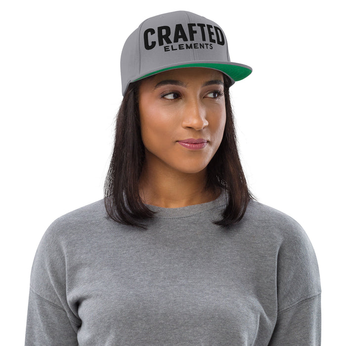 Crafted Elements Black Logo Snapback Hat