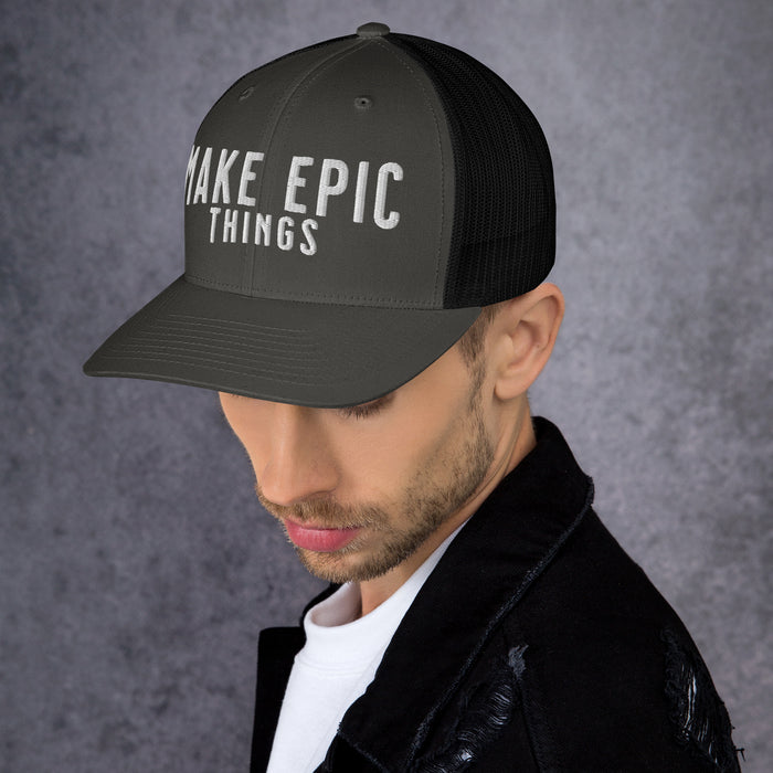 Make Epic Things White Logo Trucker Cap Hat