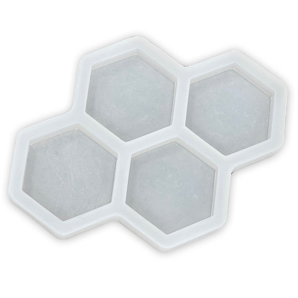 5.2x4.5x1" Thick Hexagon Coasters Silicone Mold For Epoxy Resin - Quad Hexagon Coaster Mold