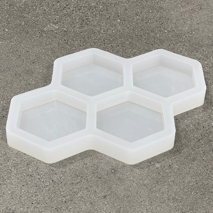 5.2x4.5x1" Thick 4 Coaster Silicone Mold - Hexagon