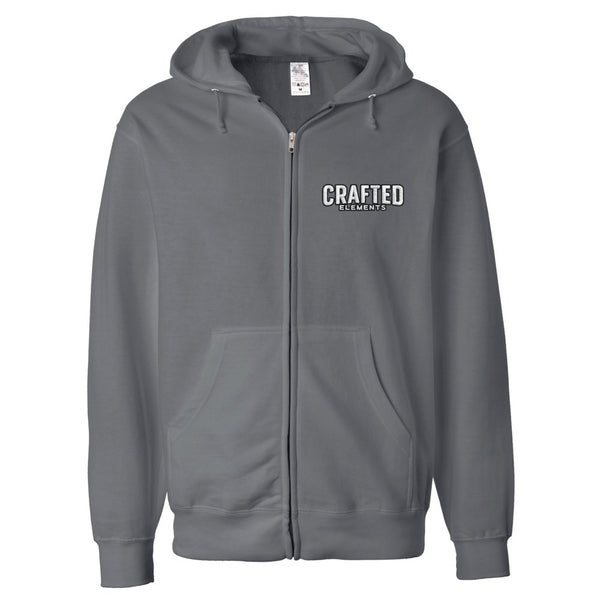 Crafted Elements Zip-Up Hoodie - With Embroidered Left Chest Logo